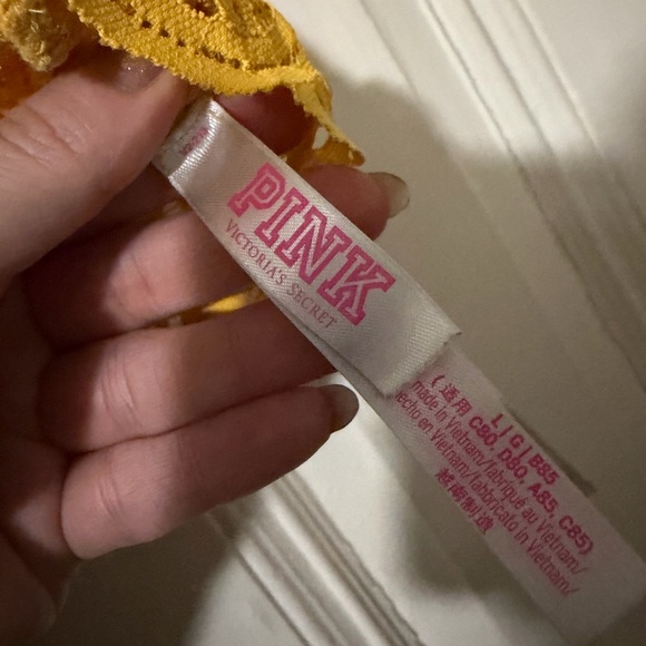 PINK Victoria’s Secret Yellow Lace Bralette Large Strappy Criss Cross Back - Picture 4 of 5